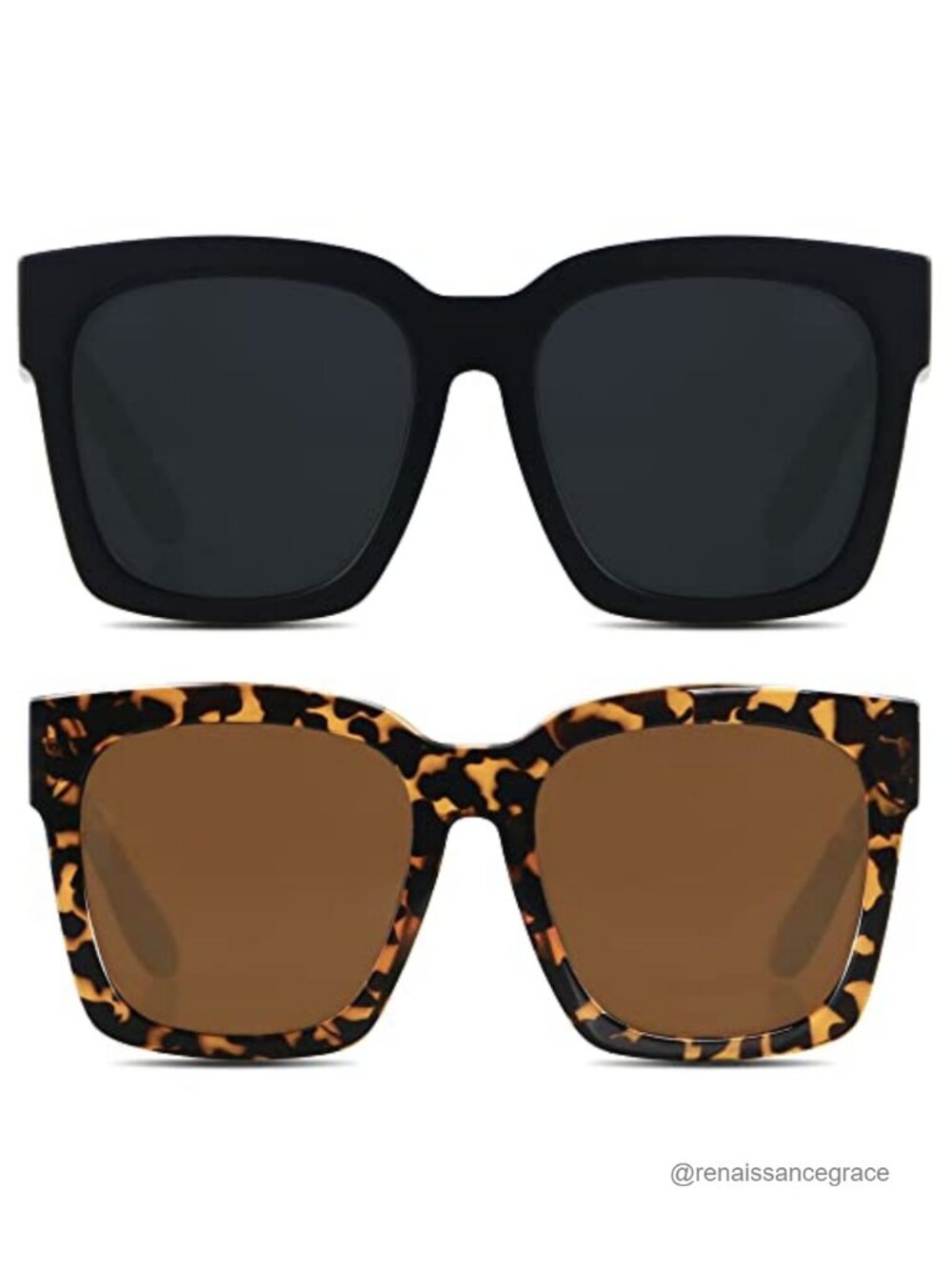 Oversized Square Sunglasses Women UV400 Wide Frame